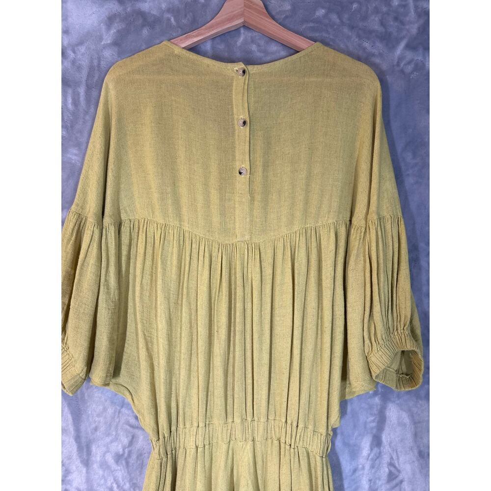 Black Crane Xiao Linen Jumpsuit XS Oversized Slouchy Drop Crotch Harem Casual - Picture 9 of 11